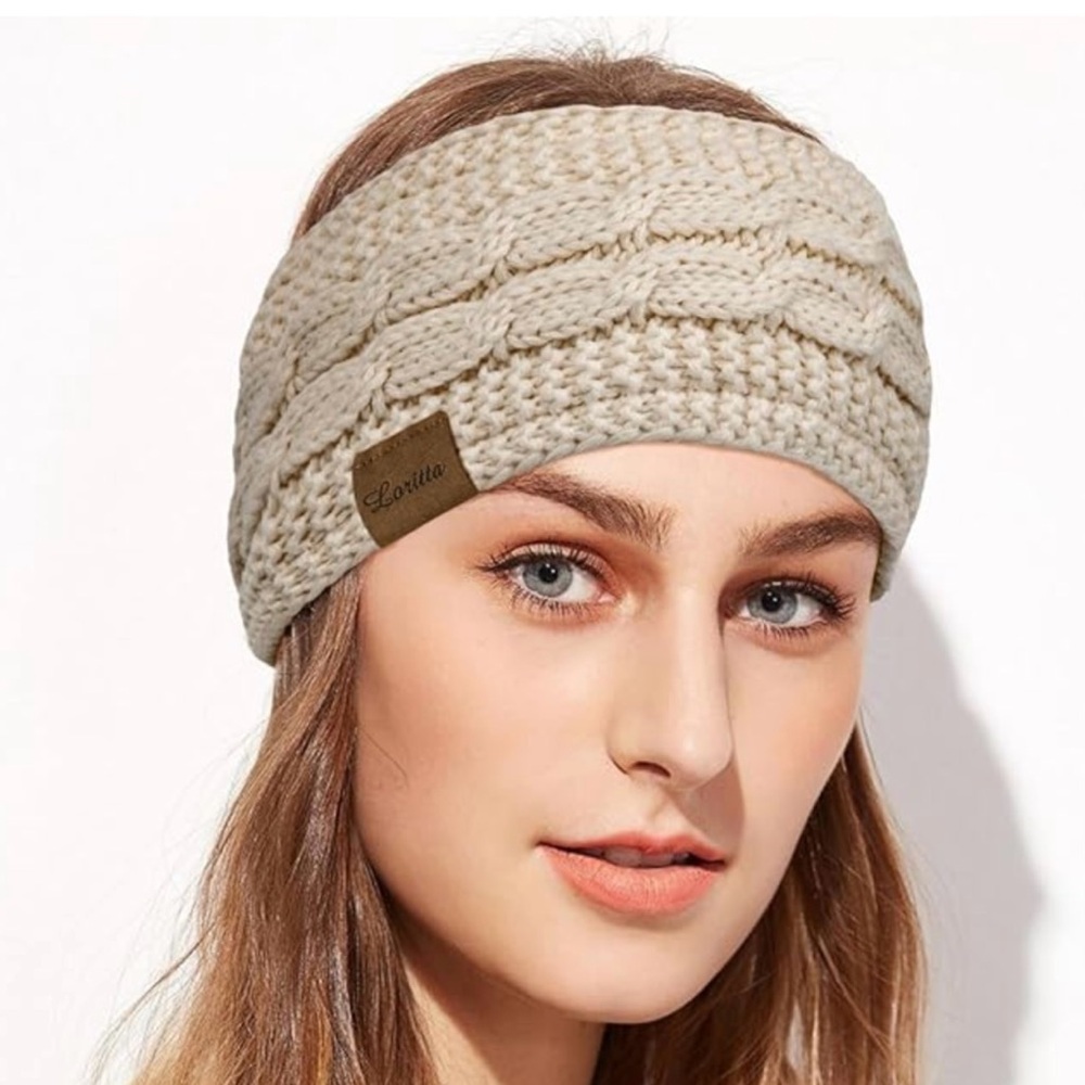 Headband cable knit Sherpa tan Loritta